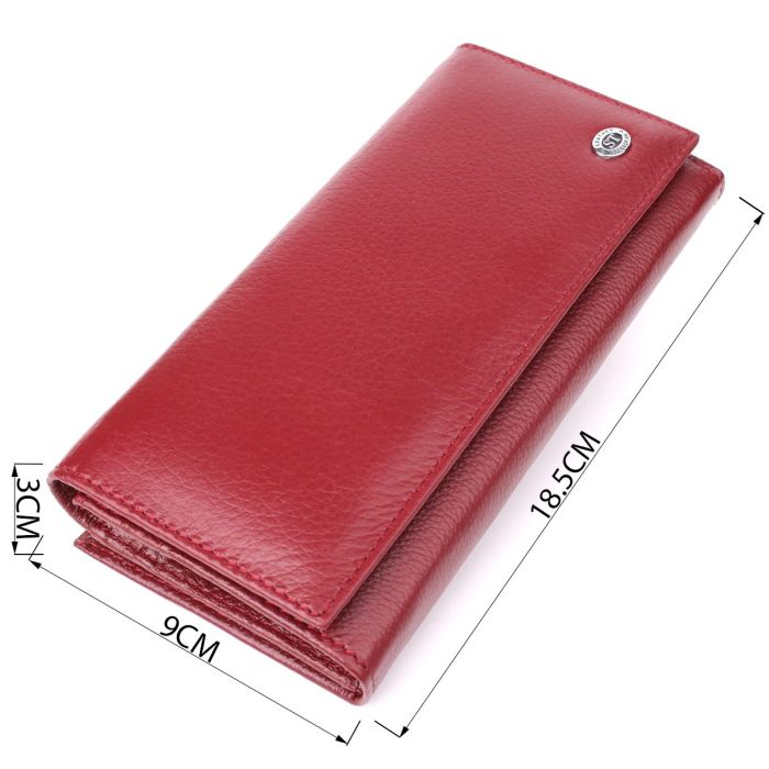 Элегантный кошелек для женщин с монетницей из натуральной кожи ST Leather 23107 Бордовый