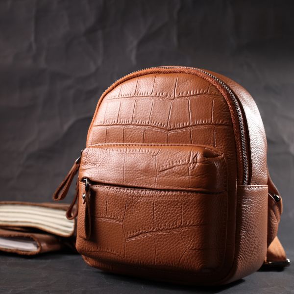 Небольшой стильный рюкзак из натуральной кожи Vintage 22433 Коричневый