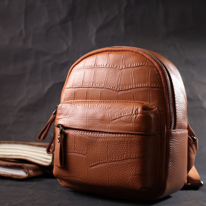 Небольшой стильный рюкзак из натуральной кожи Vintage 22433 Коричневый