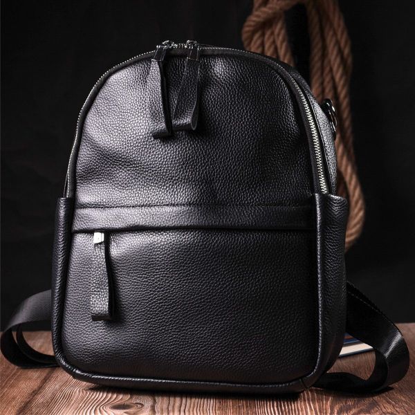 Кожаный женский рюкзак с функцией сумки Vintage 22567 Черный