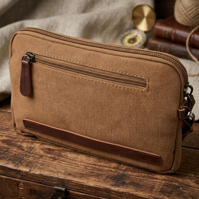 Практична чоловіча барсетка з текстилю 21260 Vintage Коричнева