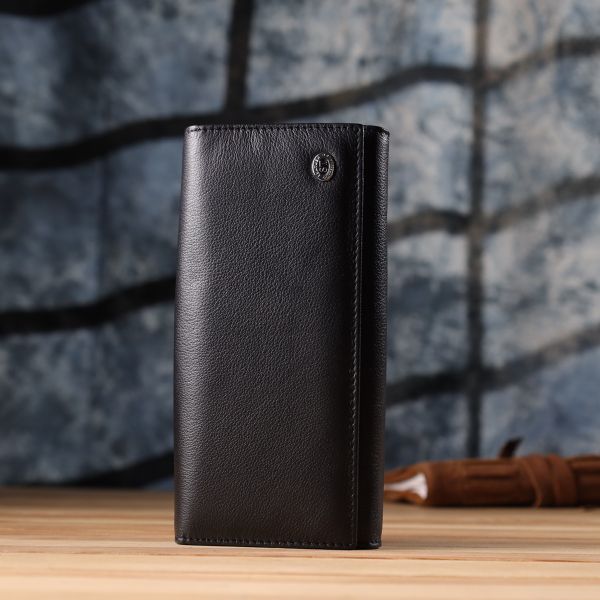 Солидный женский кошелек из натуральной кожи ST Leather 23088 Черный