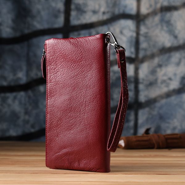 Кожаный кошелек на три отделения для женщин ST Leather 23108 Бордовый