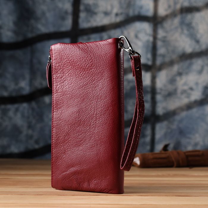 Кожаный кошелек на три отделения для женщин ST Leather 23108 Бордовый