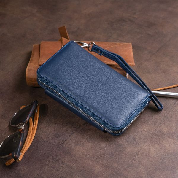 Кошелек из кожи на защелке ST Leather 19340 Темно-синий