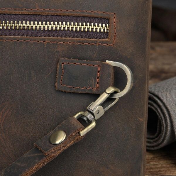 Красивая барсетка мужская в коже Crazy horse Vintage 14954 Коричневая