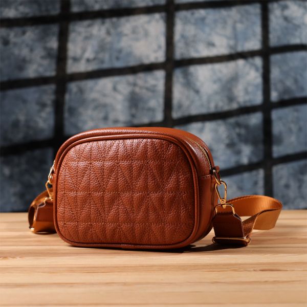 Стеганая сумка для женщин из натуральной кожи Vintage 22899 Рыжий