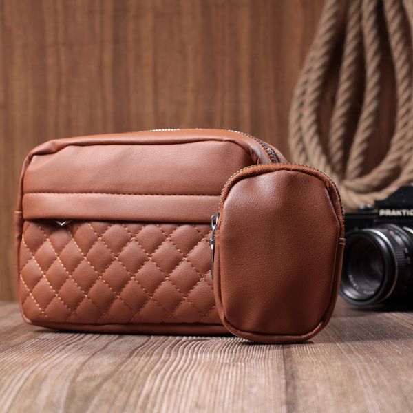 Женская сумка кросс-боди с монетницей из экокожи Vintage 22795 Рыжий