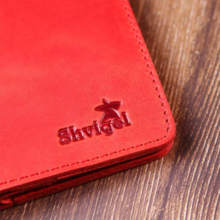 Женское винтажное кожаное портмоне Shvigel 16602 Красный