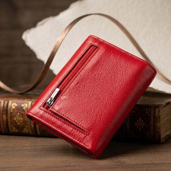 Яскравий жіночий гаманець із монетницею із натуральної шкіри ST Leather 19482 Червоний
