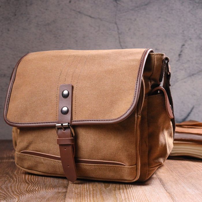 Функциональная мужская сумка с клапаном из текстиля 21249 Vintage Коричневая