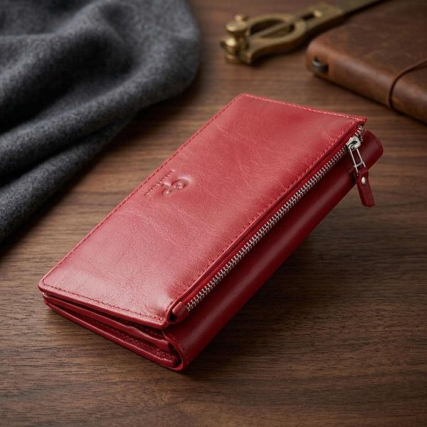 Шкіряне містке жіноче портмоне GRANDE PELLE 11550 Червоний