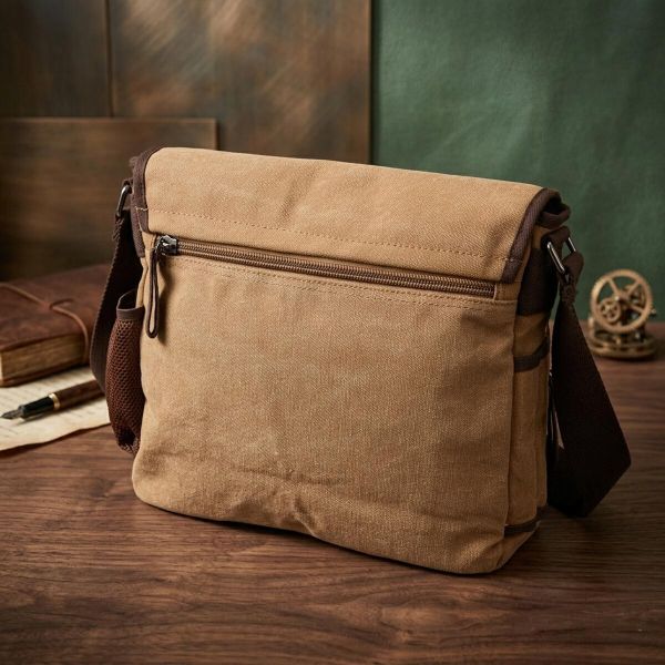 Вместительная текстильная сумка для ноутбука 13" через плечо Vintage 22201 Коричневая