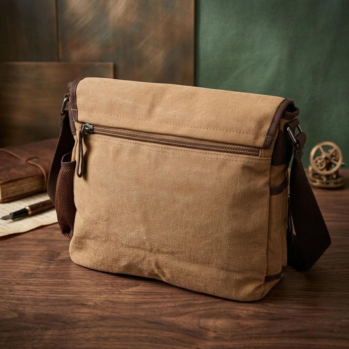 Вместительная текстильная сумка для ноутбука 13" через плечо Vintage 22201 Коричневая