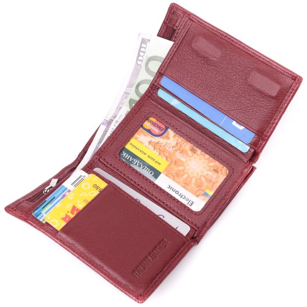 Кожаный женский кошелек в три сложения ST Leather 22489 Бордовый