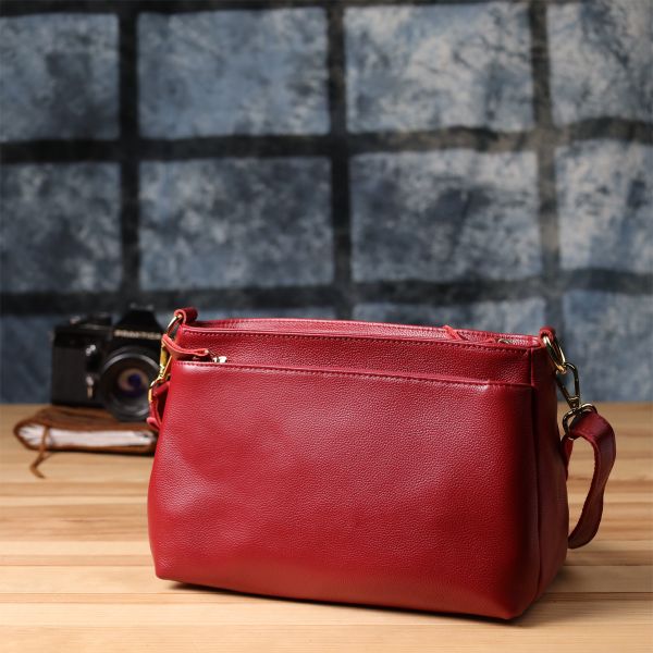 Женская сумка с твердым дном из натуральной кожи Vintage 22982 Красный