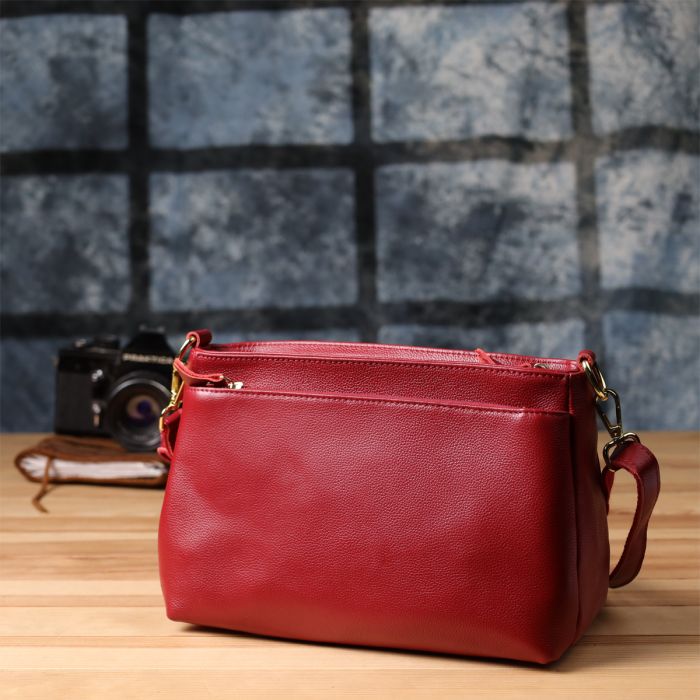 Женская сумка с твердым дном из натуральной кожи Vintage 22982 Красный