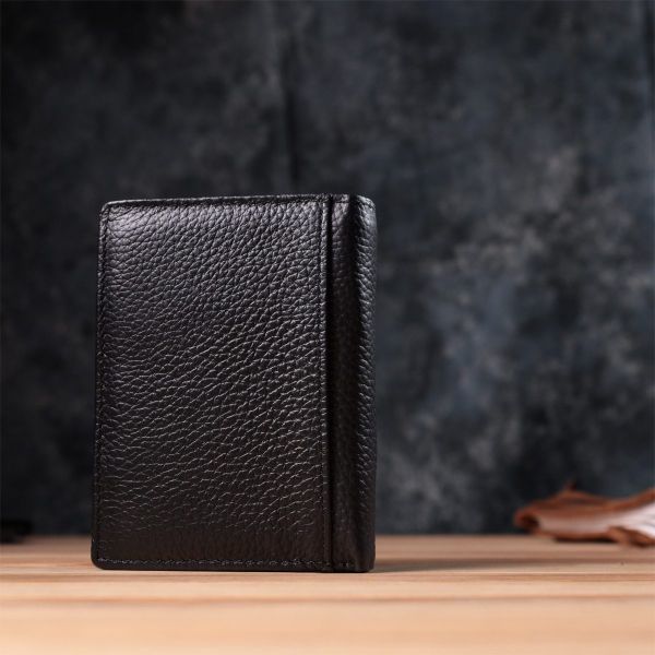 Удобный мужской кожаный кошелек в два сложения Vintage sale_15093 Черный
