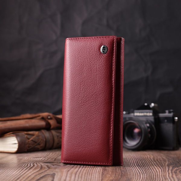Горизонтальный женский кошелек из натуральной кожи ST Leather 22516 Бордовый