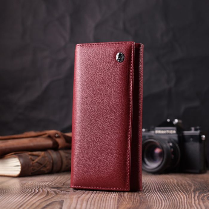 Горизонтальный женский кошелек из натуральной кожи ST Leather 22516 Бордовый