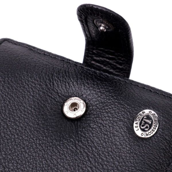 Классическое портмоне для мужчин с блоком для карт из натуральной кожи ST Leather 19473 Черное