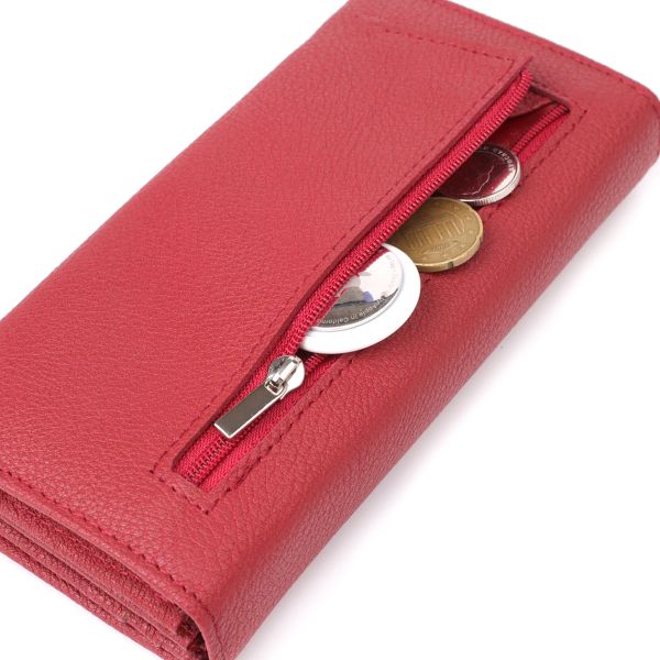 Яркий вертикальный кошелек из натуральной кожи ST Leather 23087 Красный
