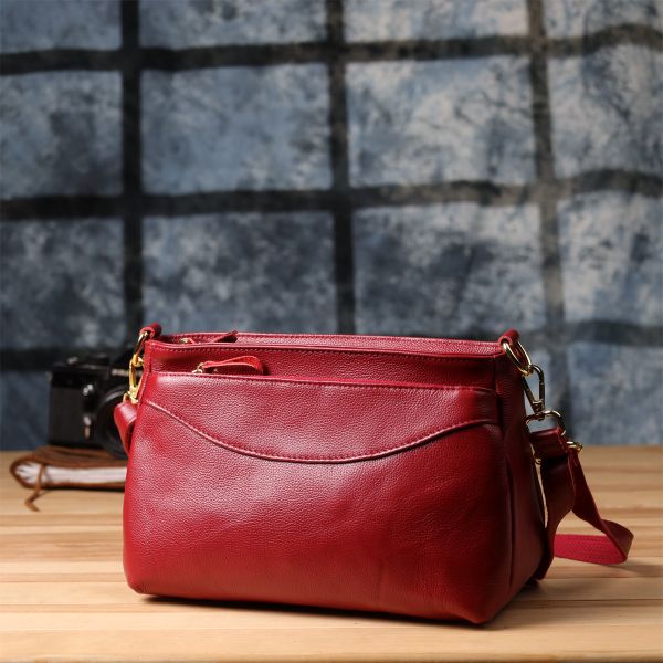 Женская сумка с твердым дном из натуральной кожи Vintage 22982 Красный