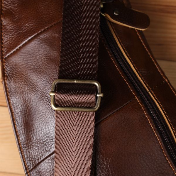 Мужская сумка с большим количеством карманов из натуральной кожи Vintage 22962 Коричневый