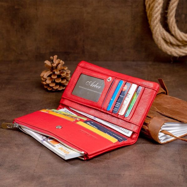 Вертикальный кошелек на кнопке женский ST Leather 19202 Красный