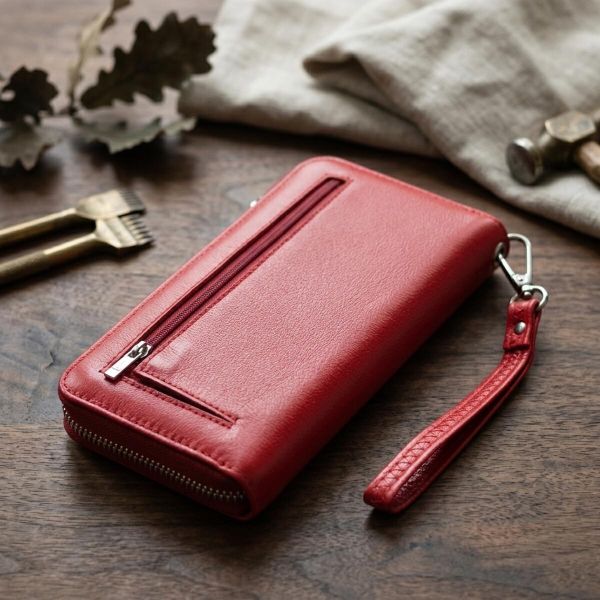Стильный кошелек-клатч для женщин на одно отделение из натуральной кожи ST Leather 22561 Красный