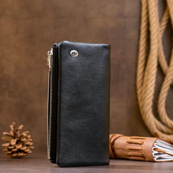 Вертикальный кошелек на кнопке женский ST Leather 19200 Черный