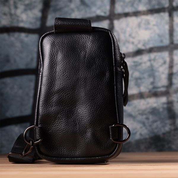 Небольшая слинг сумка для мужчин из натуральной кожи Vintage sale_15105 Черный