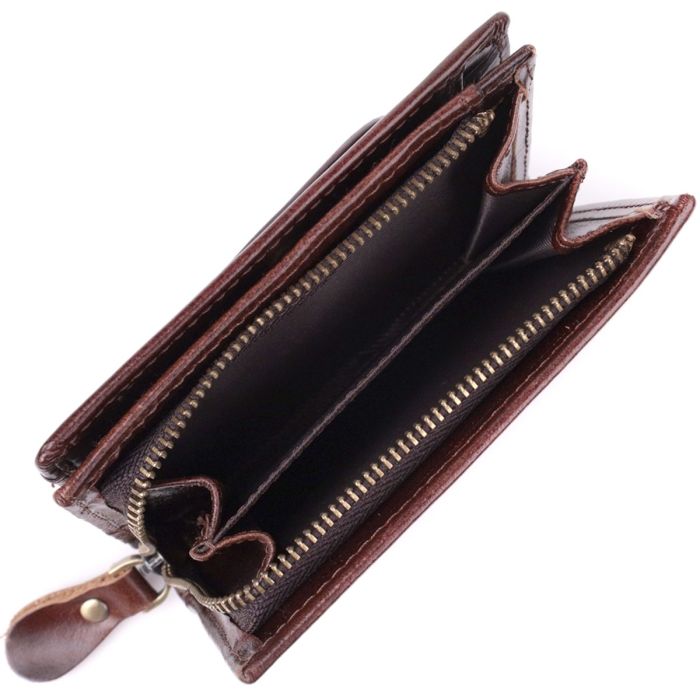 Вертикальный мужской бумажник из натуральной кожи Vintage sale_15096 Коричневый