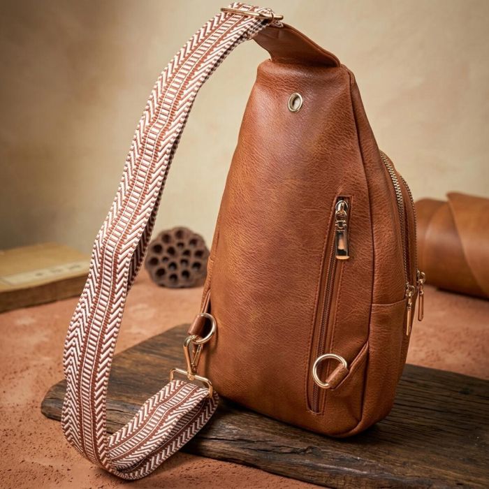 Практичная женская сумка с одной лямкой через плечо из экокожи Vintage 22758 Рыжий