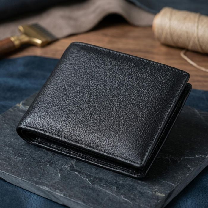 Цікавий гаманець із блоком під документи з натуральної шкіри ST Leather 22480 Чорний
