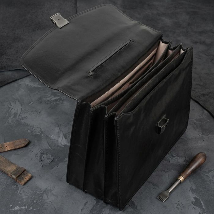 Мужской деловой портфель Tony Perotti 8009/42 nero (90377) Черный