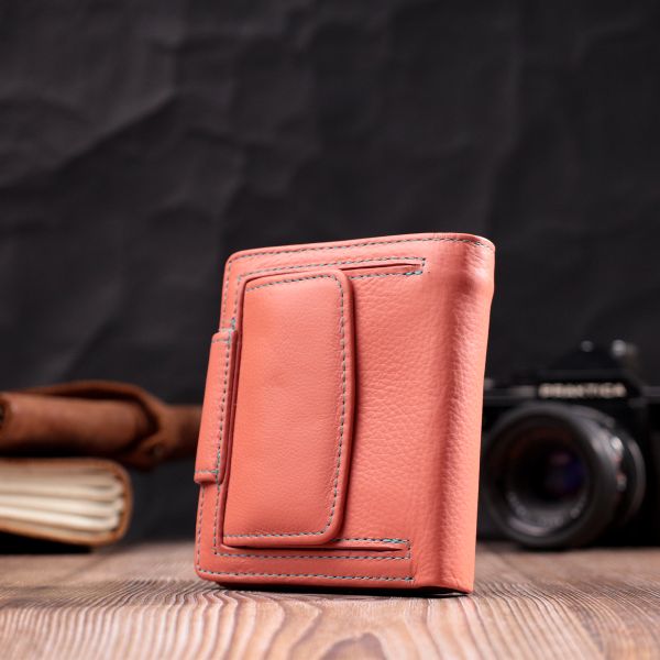 Стильный кожаный кошелек с монетницей снаружи для женщин ST Leather 19458 Оранжевый