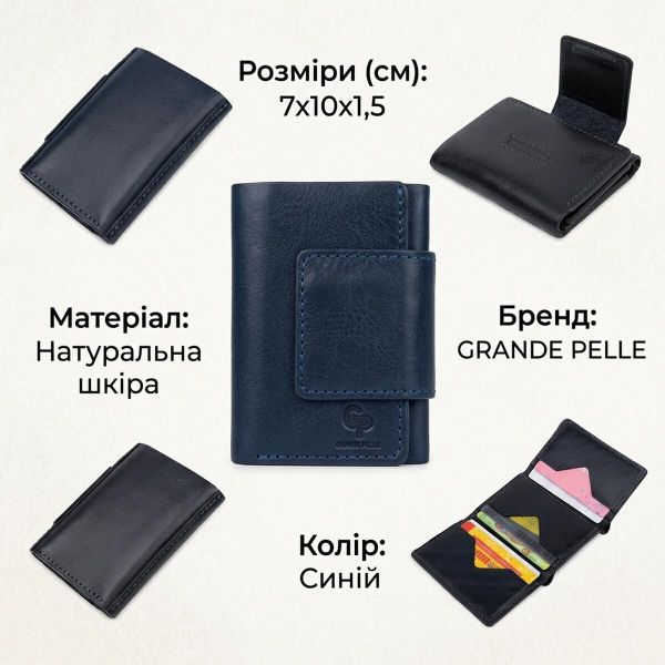 Мужское кожаное портмоне GRANDE PELLE 11511 Синий