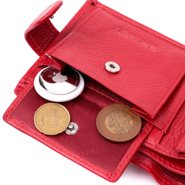 Яркое женское портмоне с блоком для карт из натуральной кожи ST Leather 19471 Красный