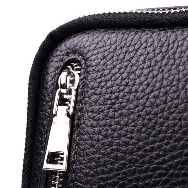 Прямоугольная сумка бананка из качественной натуральной кожи GRANDE PELLE 22877 Черный