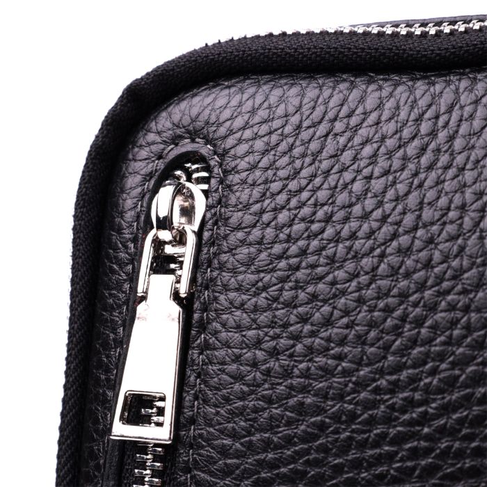 Прямоугольная сумка бананка из качественной натуральной кожи GRANDE PELLE 22877 Черный