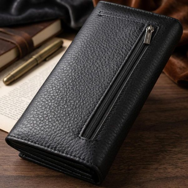 Жіночий вертикальний гаманець із натуральної шкіри ST Leather 23084 Чорний