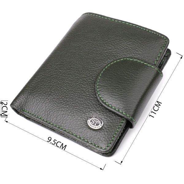 Вертикальный женский кошелек из натуральной кожи ST Leather 23070 Зеленый