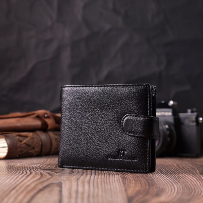 Горизонтальное портмоне для мужчин из натуральной кожи ST Leather 22459 Черный