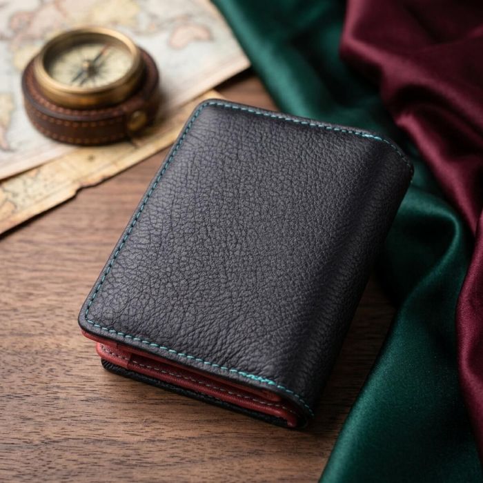 Вертикальний невеликий жіночий гаманець із натуральної шкіри ST Leather 19436 Чорний
