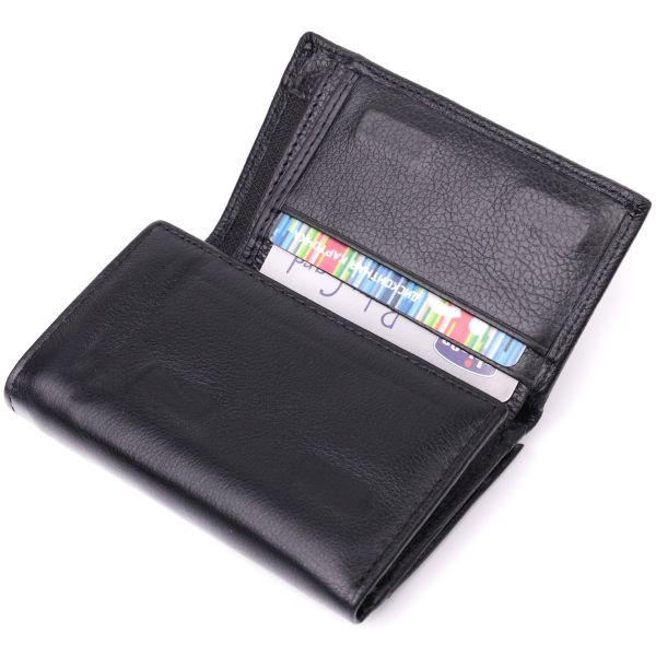 Кожаный женский кошелек в три сложения ST Leather 22488 Черный