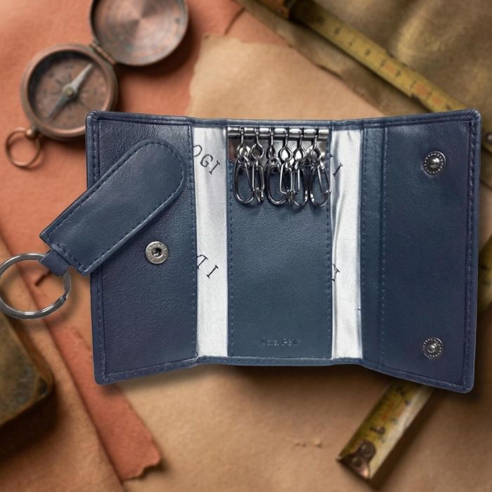 Ключница Tony Perotti из натуральной кожи Cortina 5005 navy (90133) Темно-синяя