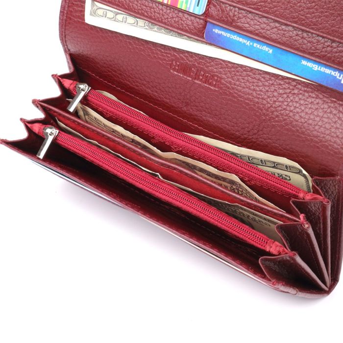 Практичный кошелек для женщин из натуральной кожи ST Leather 23098 Бордовый