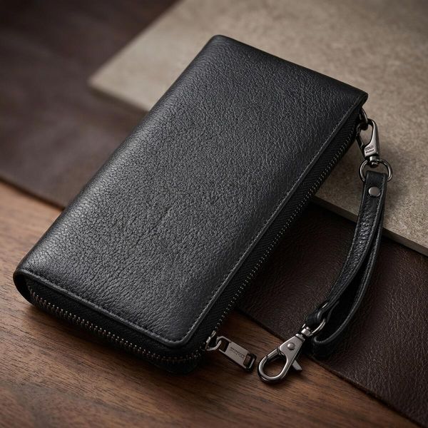 Практичний шкіряний гаманець на три відділення ST Leather 23111 Чорний