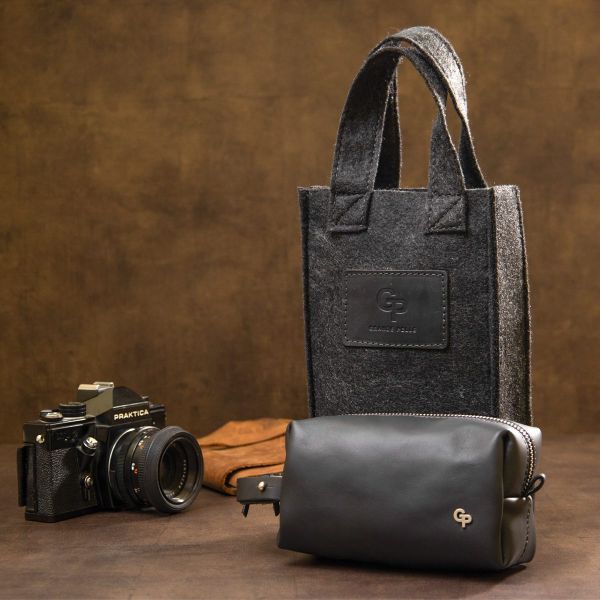 Кожаная косметичка для мужчин GRANDE PELLE 11507 Черный